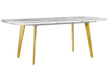 Uttrekkbart spisebord MOSBY Marmor/gull 160/200 cm 90 cm v:423630