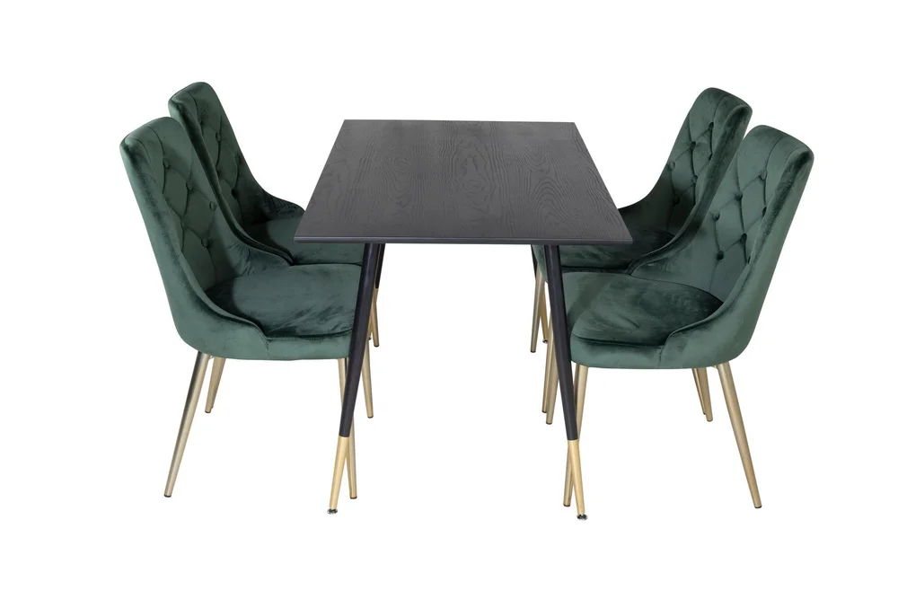 Spisegruppe Venture Home Balisa spisegruppe 120 cm rund med 4 Valera-stoler Svart/GULL/Grønn v:1725660