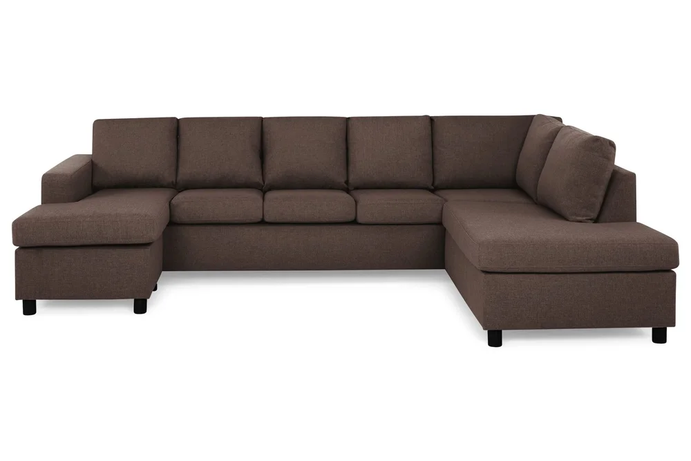 Crazy 5-seters Høyrevendt U-formet X-Large Sofa med Divan og Sjeselong i Stoff v:9083918