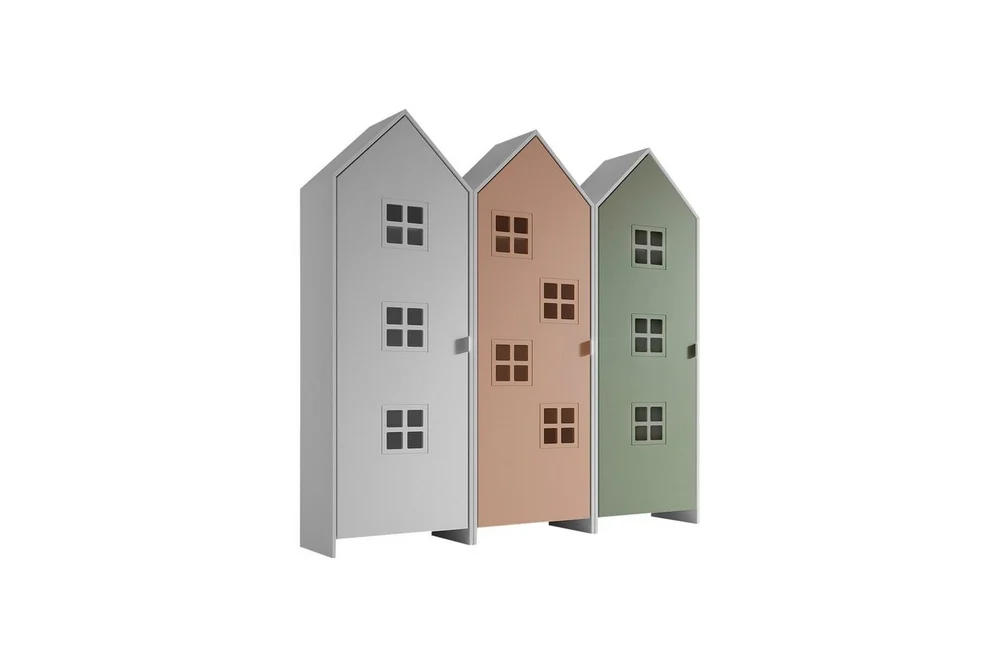 Skap Casami Brugge 3-delt med 3 Dører Hvit/Rosa/Grønn v:4062038