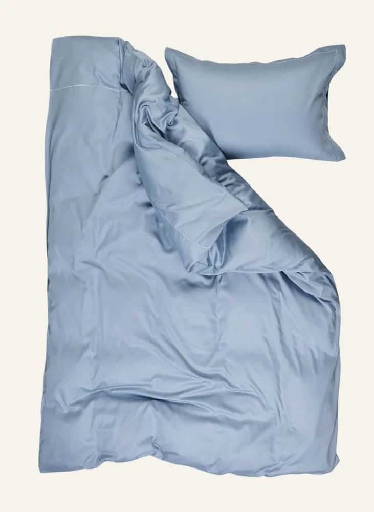 Egyptisk bomull sateng sengesett himmelblå – 140×220 cm/50×70 cm v:1971451