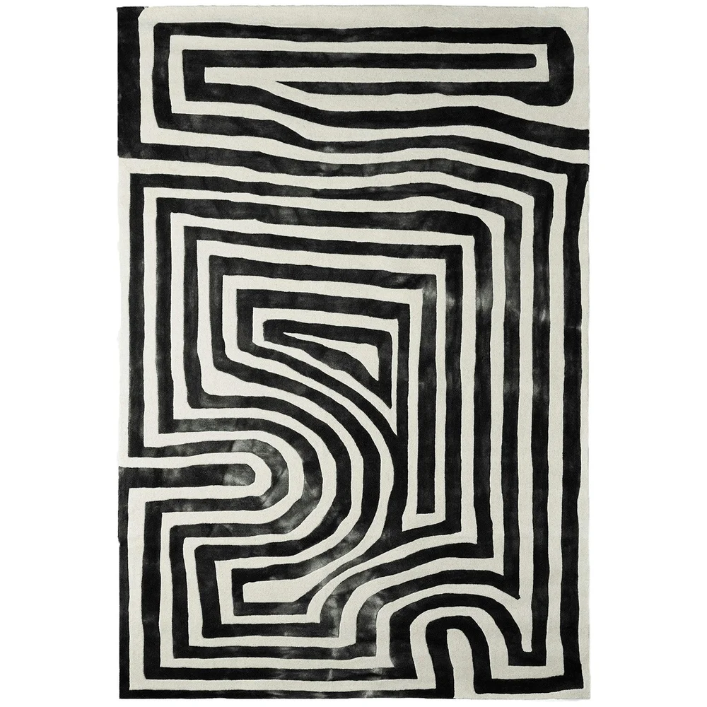 Psychadelic Labyrinth Ullteppe 200x300 cm, Charcoal v:1459755
