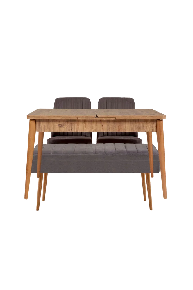 Sett med bord og stoler (4 deler) – Gina – Brun m v:2836906 Sett med bord og stoler (4 deler) – Gina – Brun m v:2836906