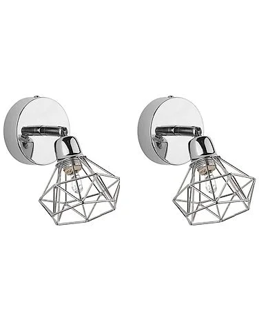 Sett med 2 spotlamper ERMA Justerbar Metall Sølv v:3698640 Sett med 2 spotlamper ERMA Justerbar Metall Sølv v:3698640