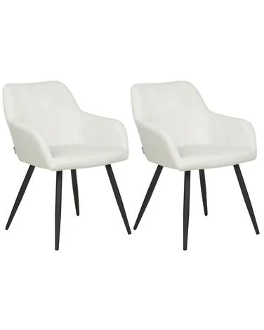 Sett med 2 spisestoler CASMALIA Fløyel Off white v:3873605 Sett med 2 spisestoler CASMALIA Fløyel Off white v:3873605