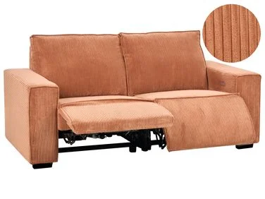 Elektrisk reclinersofa 2-seters NUKARI Kordfløyel Oransje v:1803824