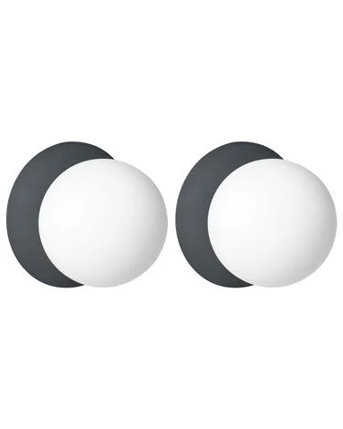 Sett med 2 vegglamper BOUBLE Metall Svart v:3719871