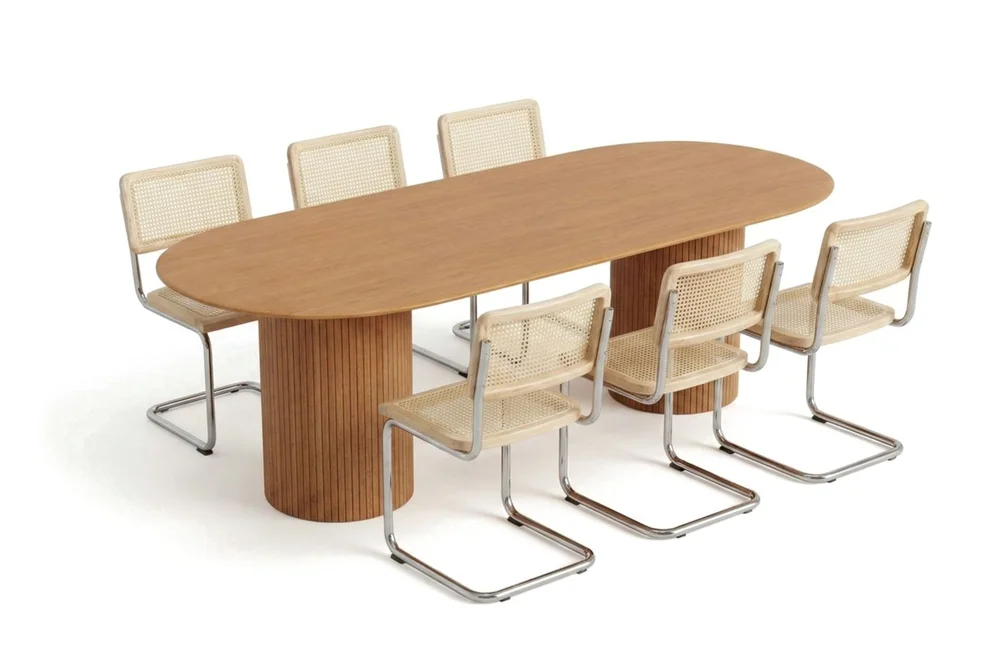 Kopparbo spisegruppe oval 220 cm eik med 6 Build spisestoler v:3469373