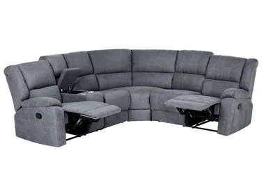 Manuell reclinerhjørnesofa 5-seters ROKKE Grå Venstrevendt v:7203600