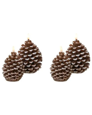 Sett med 4 LED-stearinlys IVRESSE 15/12 cm Kongle Brun v:2174974