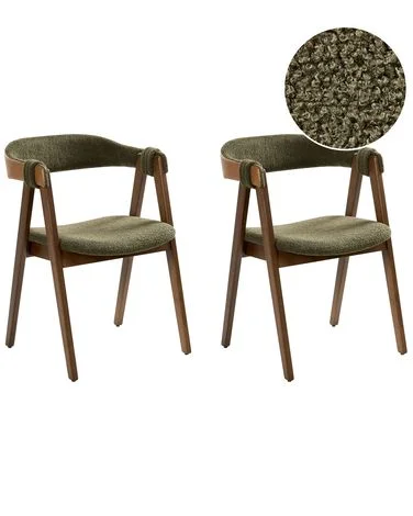 Sett med 2 spisestoler DAY Bouclé Mørkebrun/grønn v:8993101