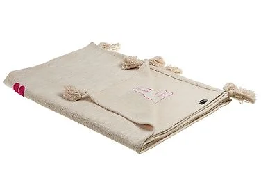 Pledd NANDYAL Bomull 130 x 180 cm Beige v:5710235 Pledd NANDYAL Bomull 130 x 180 cm Beige v:5710235