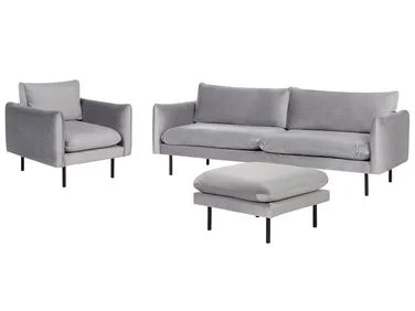 Sofagruppe 5-seters VINTERBRO med fotskammel Fløyel Grå v:9792007 Sofagruppe 5-seters VINTERBRO med fotskammel Fløyel Grå v:9792007