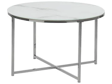Sofabord QUINCY Herdet glass Marmor/sølv v:919257 Sofabord QUINCY Herdet glass Marmor/sølv v:919257