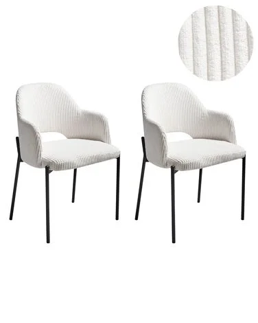 Sett med 2 spisestoler RATON Kordfløyel Off white v:4657368
