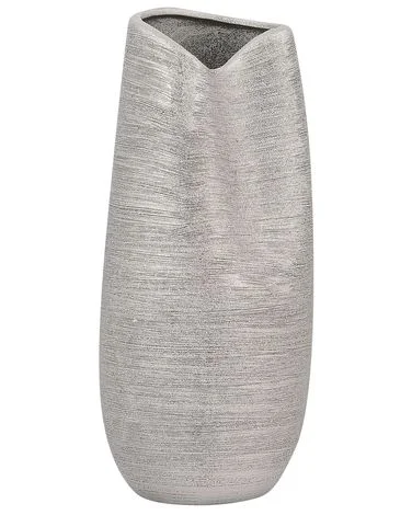 Dekorativ vase DERBE 32 cm Steintøy Sølv v:810428