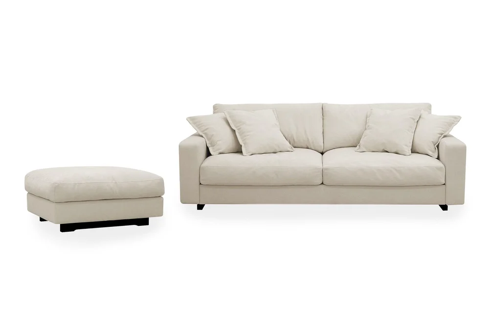 Valencia sofagruppe ekstra dyp 3-seters sofa + fotskammel i chenille v:8737652