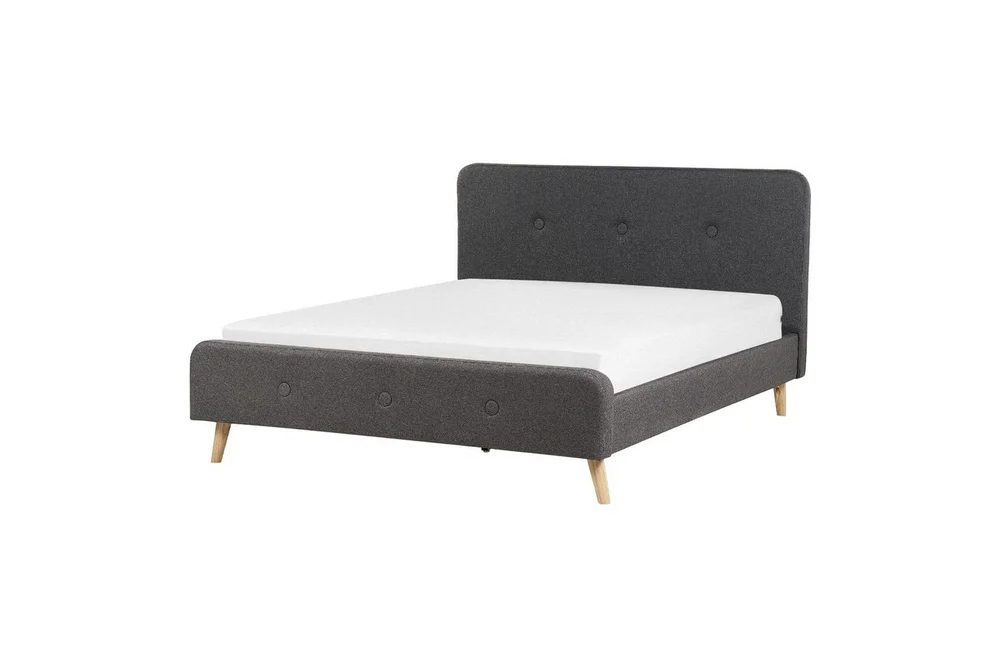 Dubbelsäng Beliani Rennes II med lamellram Grey v:5109894