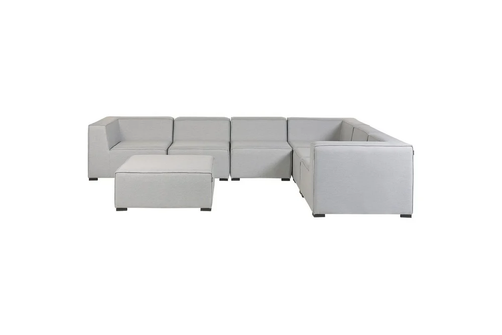 Hörnsoffa med fotpall Beliani Arezzo Beige/svart, Högervänd Grey, Black Right-faced v:6541578