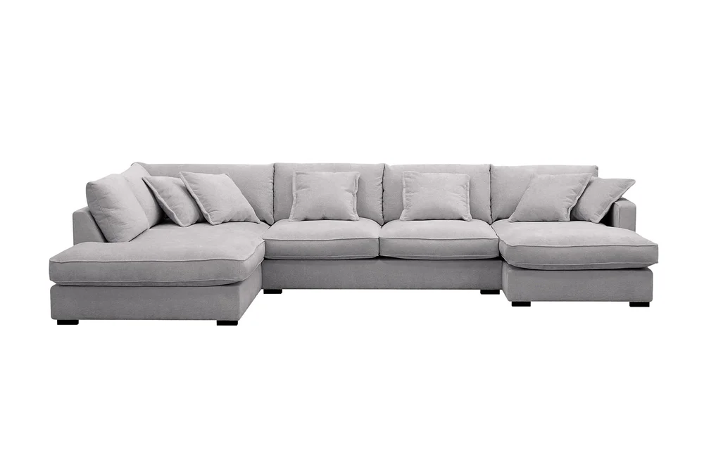 Rossita Lyx 5-seters venstrevendt U-formet ekstra dyp sofa med divan og sjeselong i chenille v:4612135