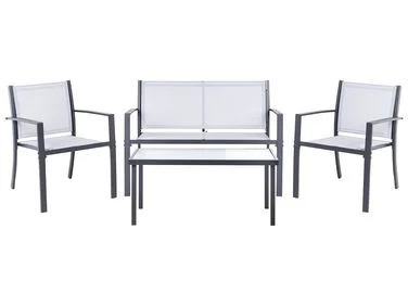 Loungesett til hagen med bord 4-seters TAVOLETO Metall Grå v:8316049 Loungesett til hagen med bord 4-seters TAVOLETO Metall Grå v:8316049
