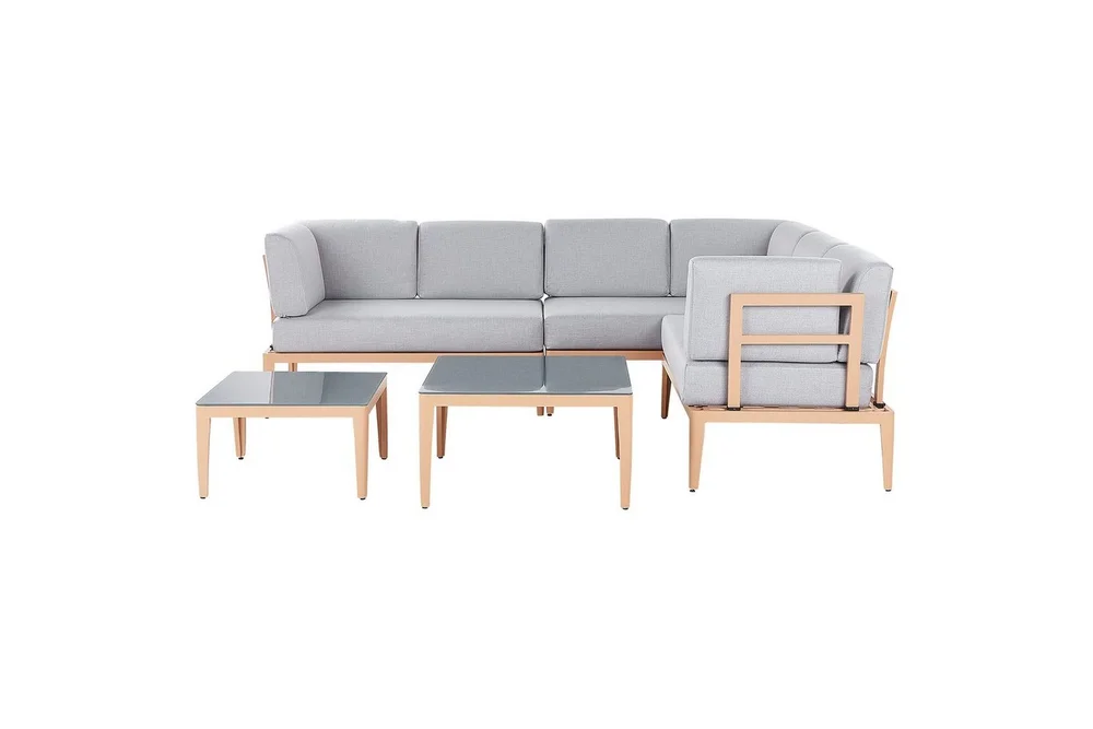 Loungegrupp Beliani Rima III Beige Grey||Light wood v:4523123