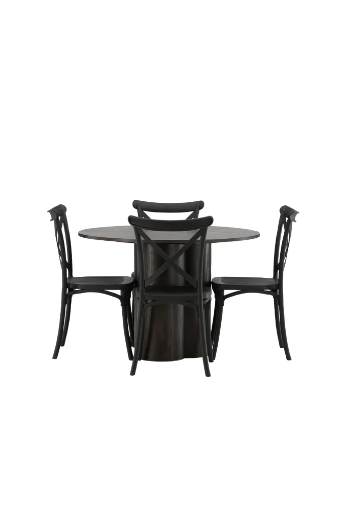 Spisegruppe Olivia med 4 stk stoler Crosett - Brun m v:5895315