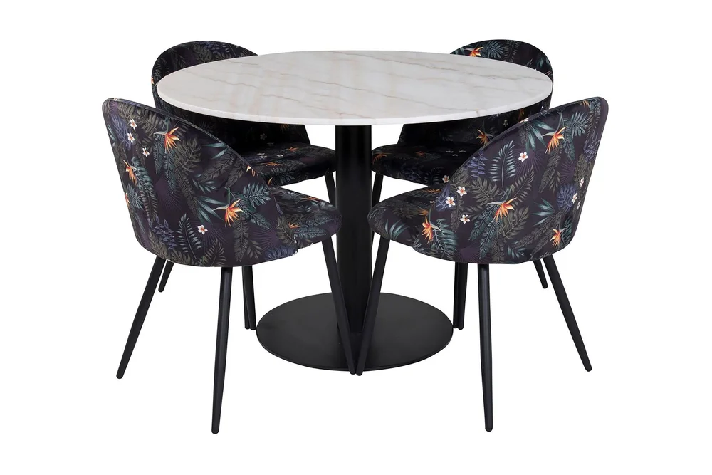 Admira Spisegruppe 106 cm Rundt Marmor inkl. 4 Sedavi Stoler v:1574990