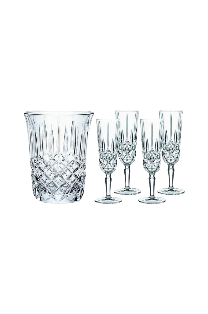 Champagneglass og champagnekjøler Noblesse, sett i 5 deler – Transparent – Kjøkken & husholdning | m v:9759493