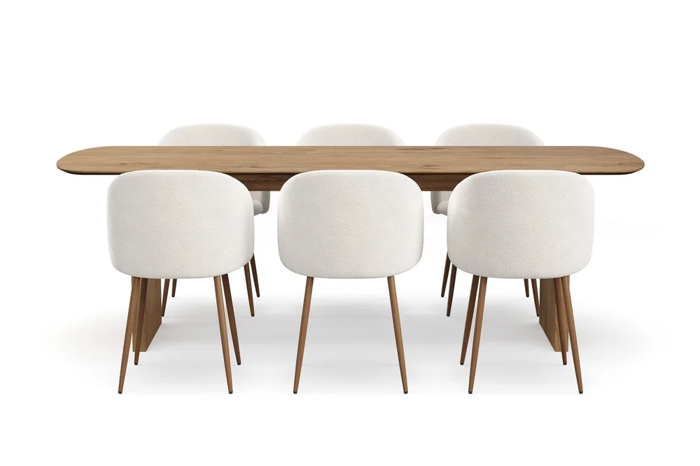 Richeto spisegruppe 240 cm med 6 Greya spisestoler med armlener v:2598824