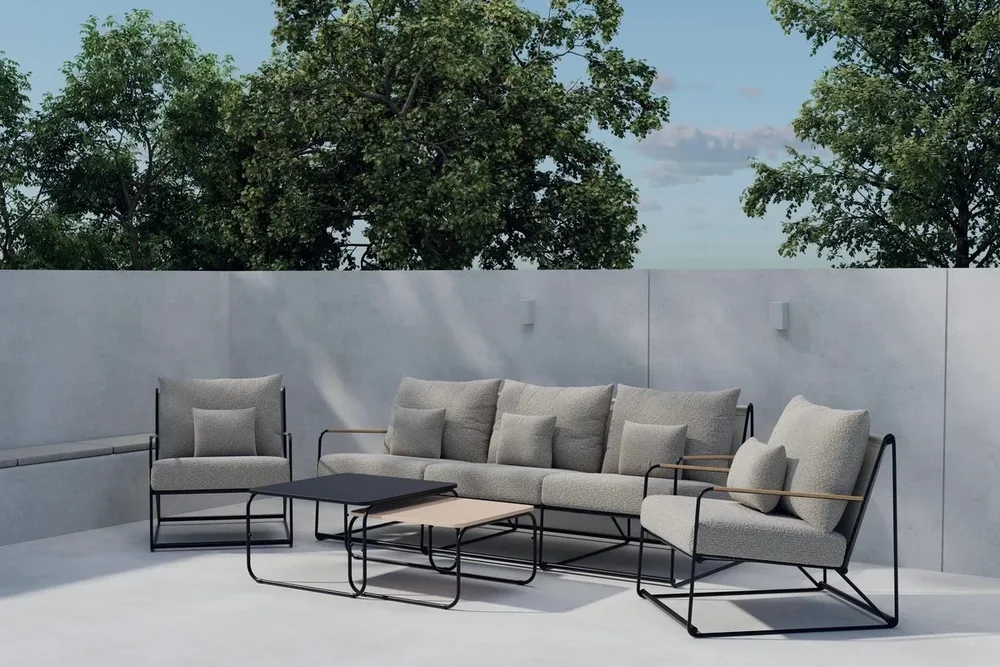 Palazzo sofagruppe 3-seters sofa + 2 lenestoler med bord utendørs v:7695894