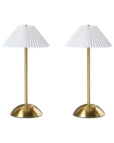 Sett med 2 trådløse LED-bordlamper RUBA Med dimmer Metall Gull v:3088197 Sett med 2 trådløse LED-bordlamper RUBA Med dimmer Metall Gull v:3088197