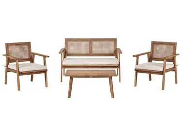 Loungesett til hagen med bord 4-seters ARENELLA Sertifisert akasietre Lys beige v:3662967