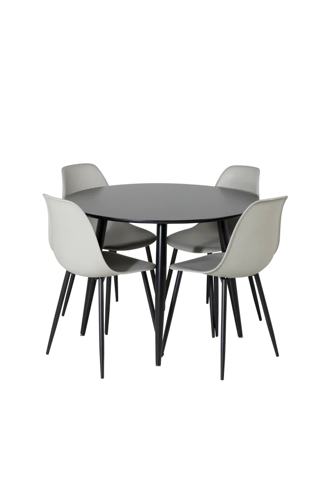 Spisebordssett Plaza med 4 stoler Polar – Svart m v:8869177 Spisebordssett Plaza med 4 stoler Polar – Svart m v:8869177