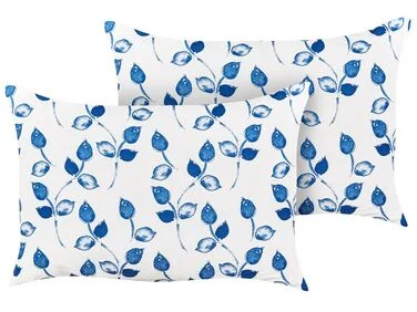 Sett med 2 utendørsputer TORBORA Plantemønster 40 x 60 cm Hvit Blå v:5315048